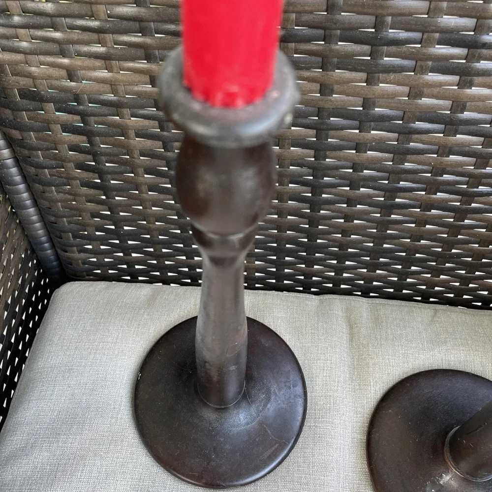 Set of 2 Vintage Wooden Candlesticks Standing Candleholder 12